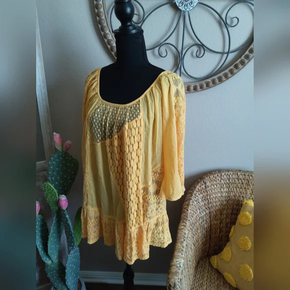 Young Threads Sunny Yellow Lace Blouse - Picture 3 of 9